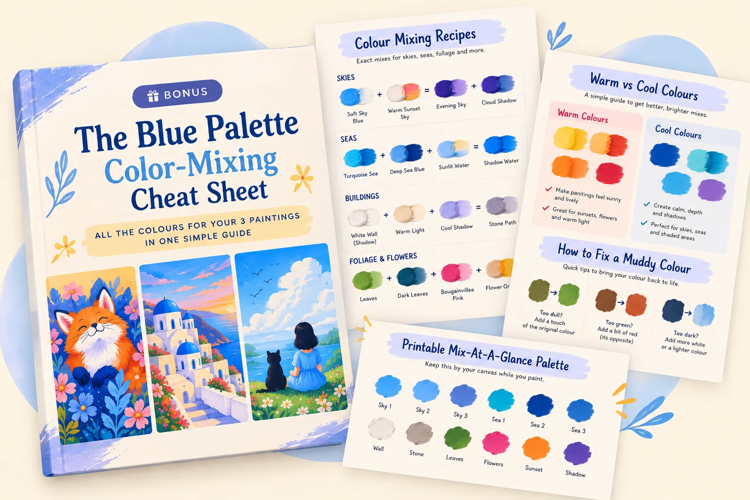 The Blue Palette Color-Mixing Cheat Sheet
